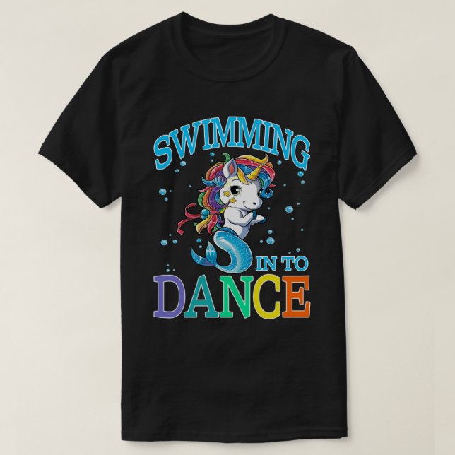 Nadando En La Baile Dabbing Unicornio Camisa De Si (Diseño del anverso)