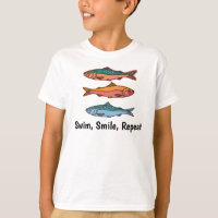 nadar, sonreír, repetir, Camiseta de niños atún