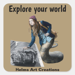 Naga Explorando Pegatinas de arte de fantasías de 
