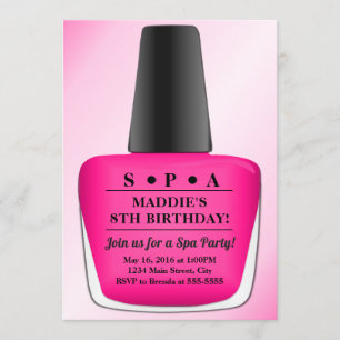 Nail Polish Birday Invitación al Fiesta del Spa Ro