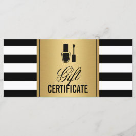 Nail Salon Gift Certificado Gold B&W Stripes