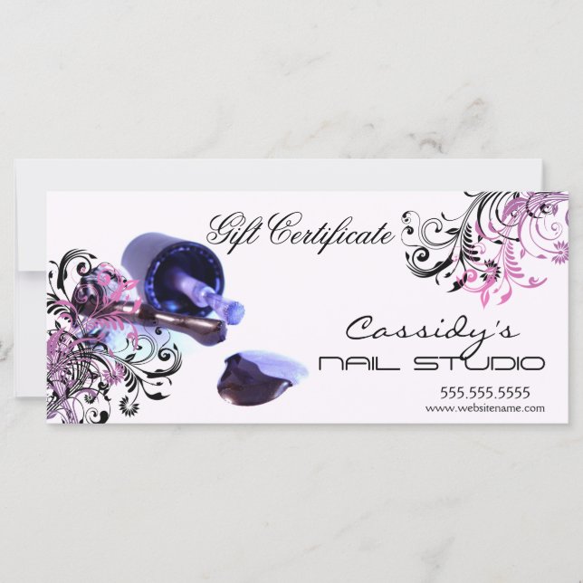 Nail Studio y certificado de regalo de salón (Anverso)