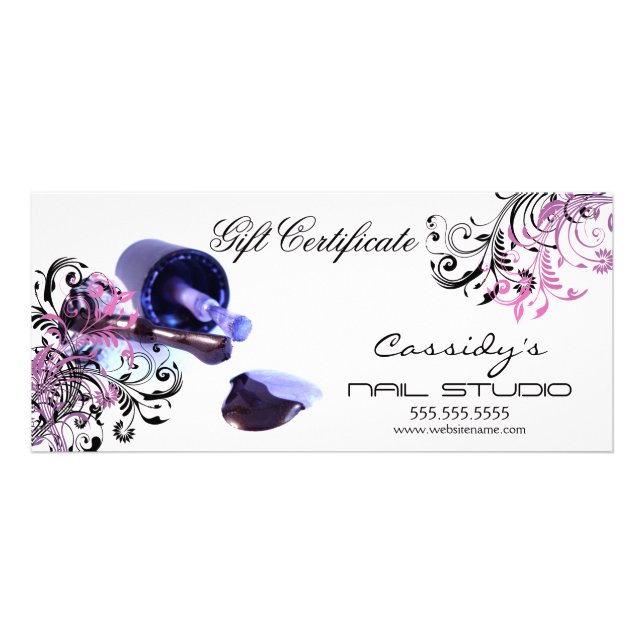 Nail Studio y certificado de regalo de salón (Frente)