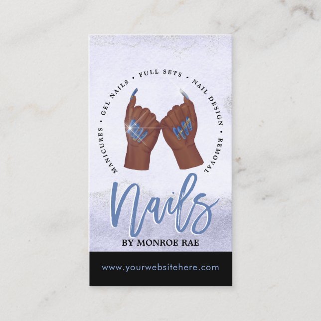 Nail Tech / Nails Salon Blue Glam Tarjeta de Negoc (Anverso)