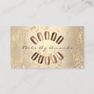 Nails Artist Makeup Tarjeta de cita Damask Gold
