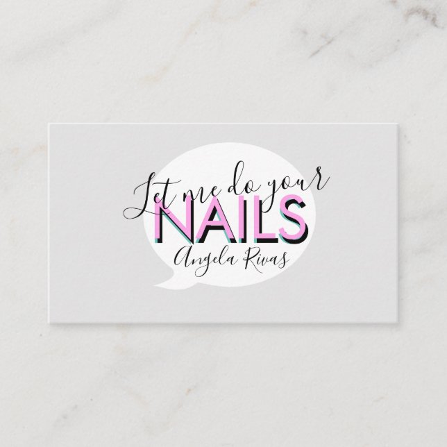 Nails Salon Cita Tarjeta de visita rosa (Anverso)