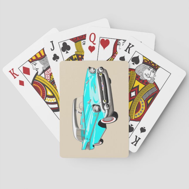 Naipes 1957 de Shoebox en la aguamarina azul y (Reverso)