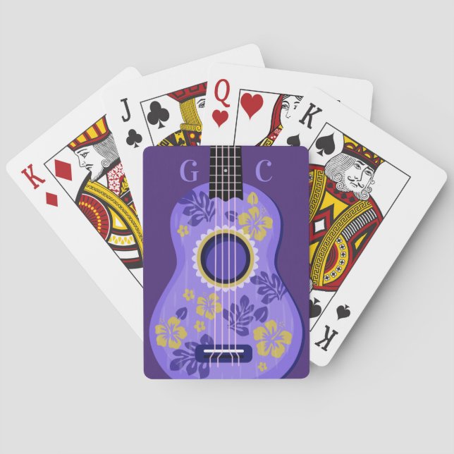 Naipes de encargo del monograma del Ukulele (Reverso)