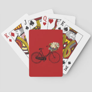 Naipes de la flor de la bicicleta de la bici rojos
