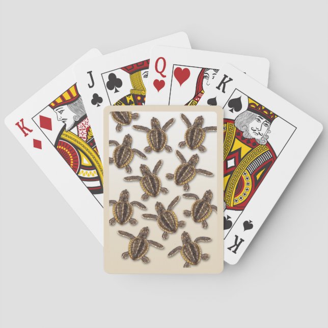 Naipes de la tortuga de mar del necio (Reverso)