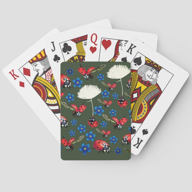 Naipes de las flores de las mariquitas (Reverso)