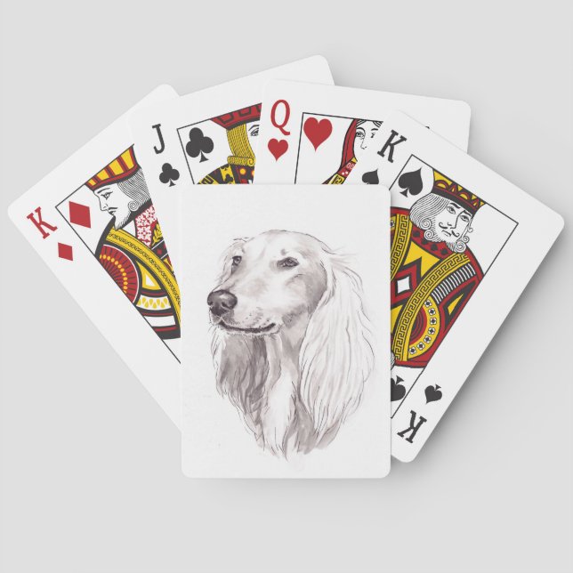 Naipes del arte del perro de Saluki Sighthound (Reverso)