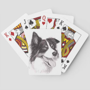 Naipes del arte del perro del border collie