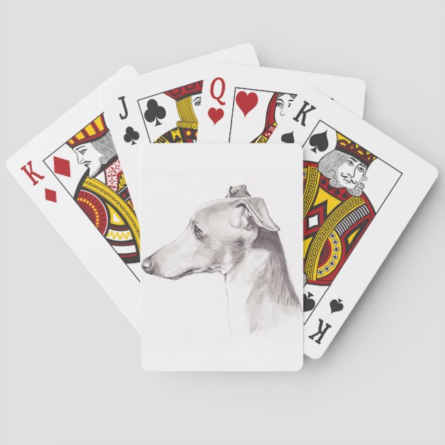 Naipes del arte del perro del galgo italiano (Reverso)