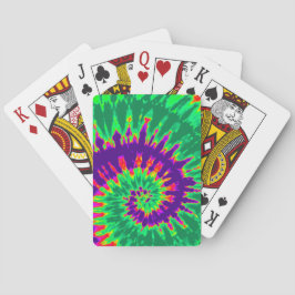 Naipes espirales púrpuras y verdes del teñido