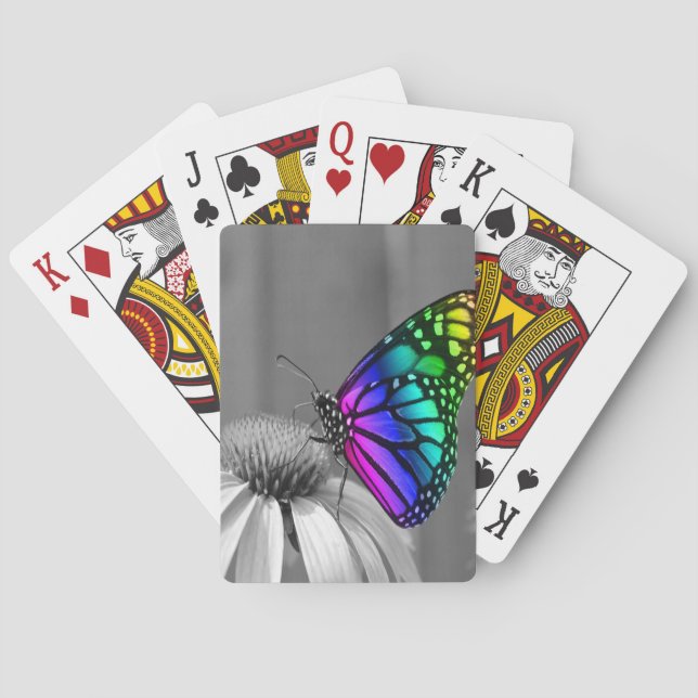 Naipes florales magníficos de la mariposa (Reverso)
