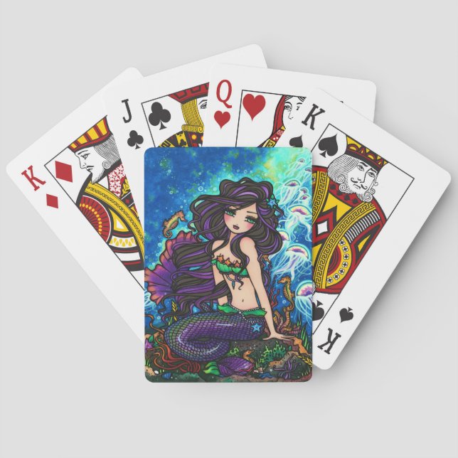 Naipes marinos del arte de la fantasía de la (Reverso)