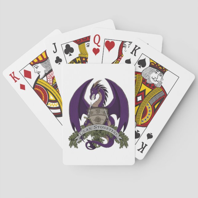 Naipes púrpuras del escudo del dragón de Stonefire (Reverso)