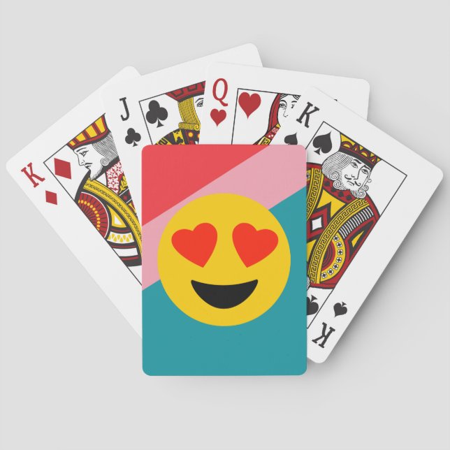 Naipes rayados de la emoji del amor del fondo (Reverso)