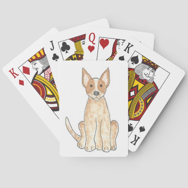 Naipes rojos de Heeler del perro australiano del (Reverso)