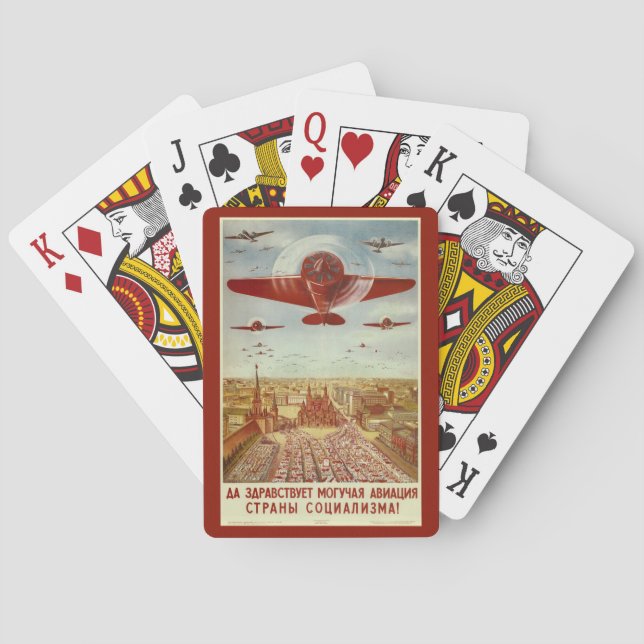 Naipes rusos de la propaganda de la aviación del (Reverso)