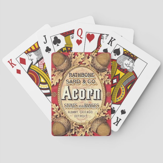 Naipes viejos del anuncio de la estufa de la (Reverso)