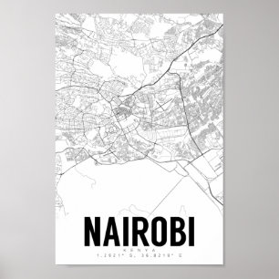 Nairobi Kenya Mapa Minimalista Poster de arte
