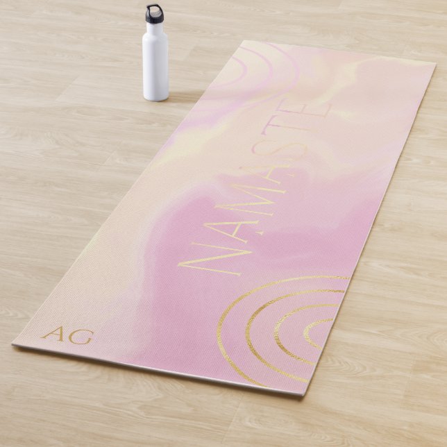 Namaste Abstract Watercolor Yoga Mat (In situ)