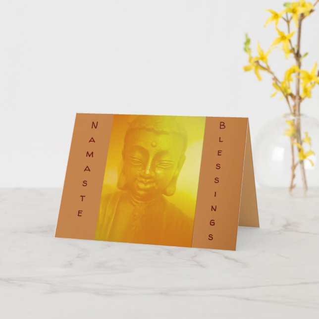 Namaste Blessings Tarjeta de felicitación doblada (flor amarilla)
