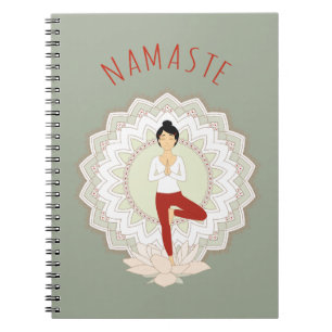 Namaste en la actitud del árbol - cuaderno de