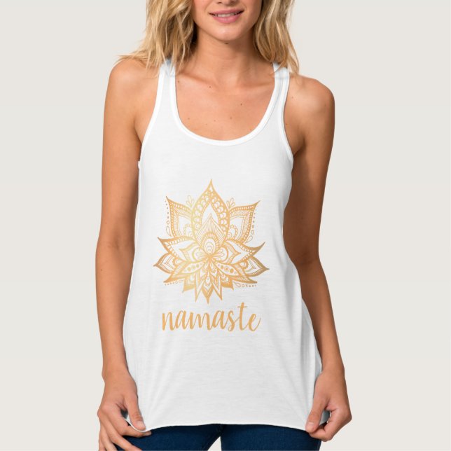 Namaste Gold Lotus Flower Yoga Tank Top (Anverso)