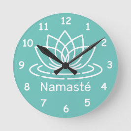 Namasté lotus flor yoga meditación reloj de pared