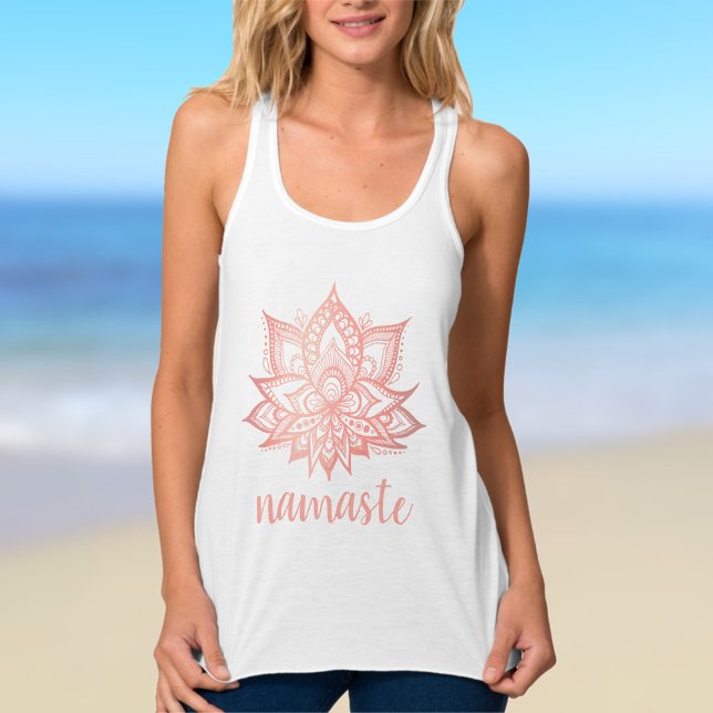 Namaste Rosa Gold Lotus Flower Yoga Tank Top (Subido por el creador)