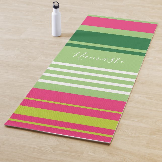Namaste Stripes Yoga Mat (In situ)