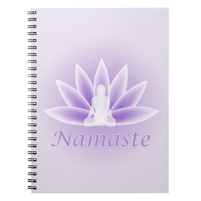 Namaste Yoga Lotus Mujer Flor Violeta Cuaderno (Frente)