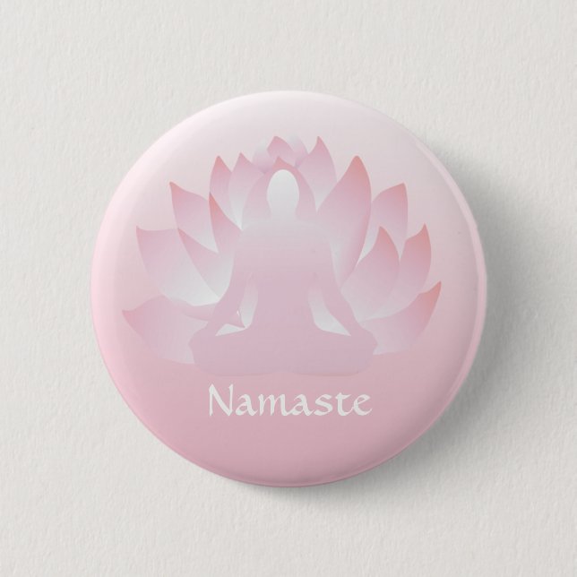 Namaste Yoga Lotus Pose Flor Botón Rosa (Anverso)