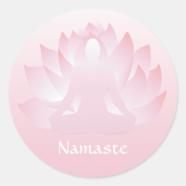 Namaste Yoga Lotus Pose Flower Pink Pegatina (Anverso)