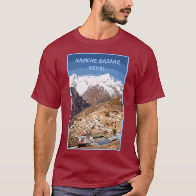 Namche Bazaar y vista de montaña, camiseta de Nepa (Anverso)