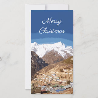 Namche Bazaar y vista de montaña, Nepal Navidad