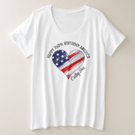 Name Happy 250th Birthday America Flag Heart White