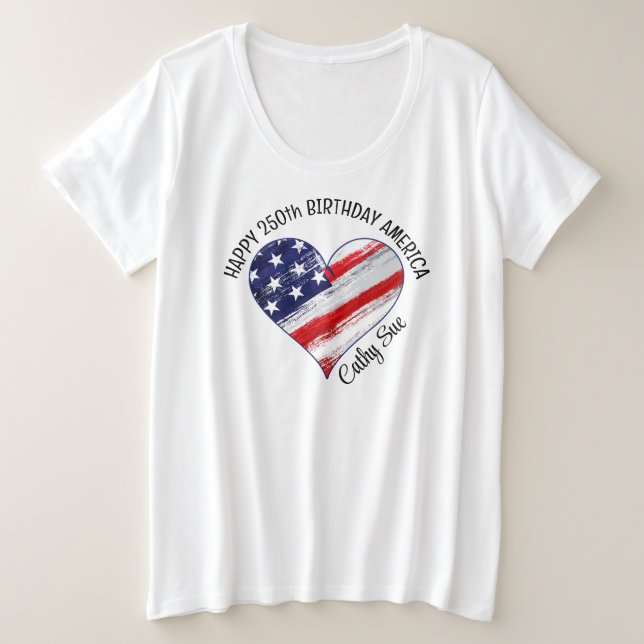 Name Happy 250th Birthday America Flag Heart White (Anverso del diseño)