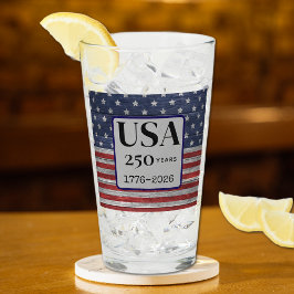 Name USA 250 years 1776-2026 Red Blue Stars Pint