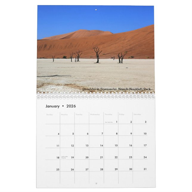 Namibiano imprimió el calendario (Jan 2026)