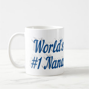Nana azul mitad texto taza de café