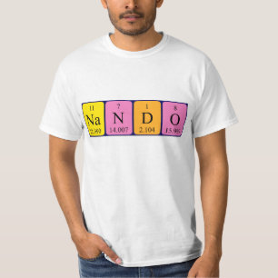 Nando camisa de nombre de tabla periódica