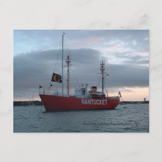Nantucket Lightship, tarjeta postal del puerto de  (Anverso)