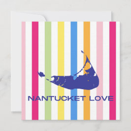 Nantucket Love Bright Bold Stripe FlatCard (en bla