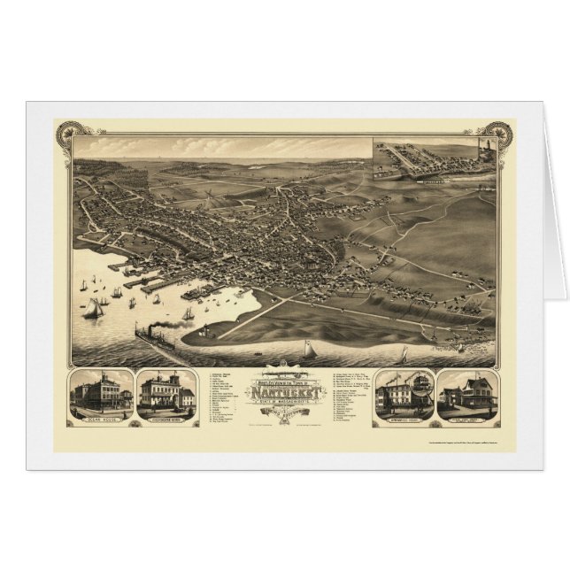 Nantucket, mapa panorámico de las MAMÁES - 1881 (Anverso (Horizontal))