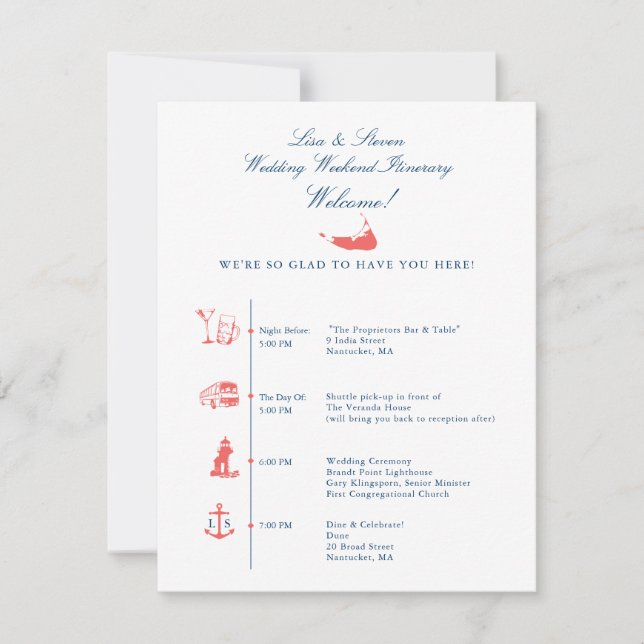 Nantucket Wedding Reception Itinerary Timeline (Anverso)