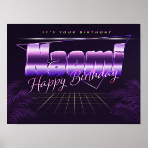 Naomi Nombre Apellido lila retro Póster Cumpleaños